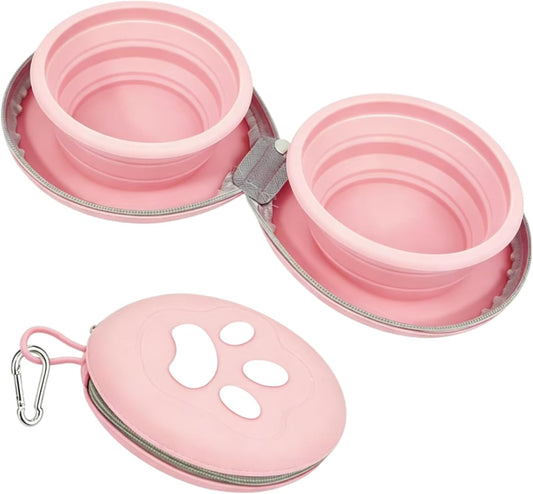 2-in-1 Collapsible Dog Travel Bowls with Carabiner