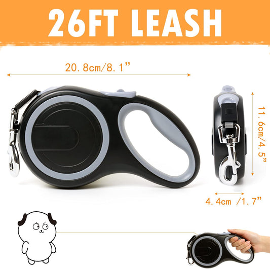 Heavy-Duty 26-Foot Retractable Dog Leash for Walks