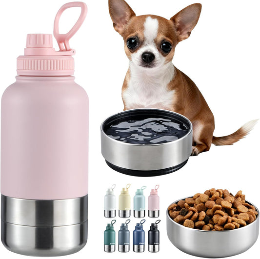 Insulated Shared Water Bottle With Dual Bowls