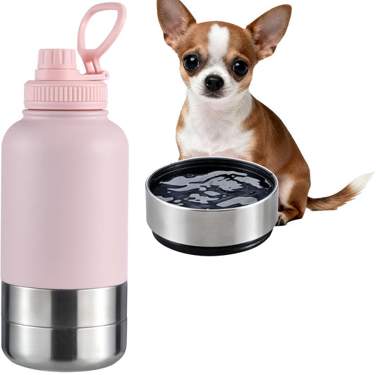 Insulated Shared Water Bottle With Dual Bowls