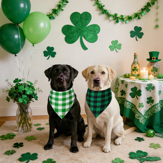 St Patrick’s Day Shamrock Dog Bandana Two-Pack