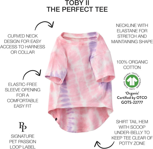 Organic Dog T-Shirts 3 Pack | Cotton Pet Clothes Pink Tie Dye