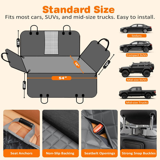4-In-1 Dog Car Seat Cover With Breathable Mesh Window