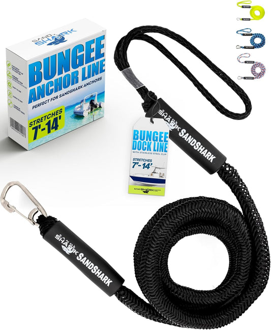 Shock-Absorbing Boat Bungee Dock Line With Clip