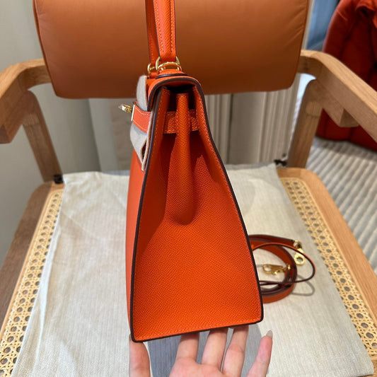 Kelly 28 Feu Orange Luxury Bag