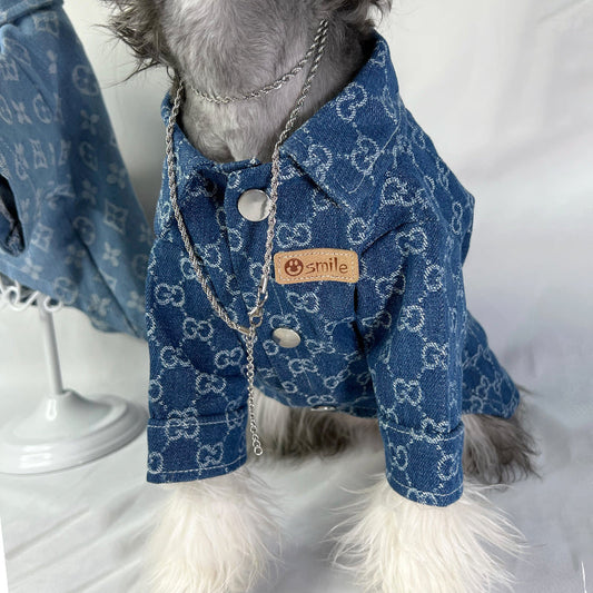 Big Dog Blue Patterned Dog Shirt