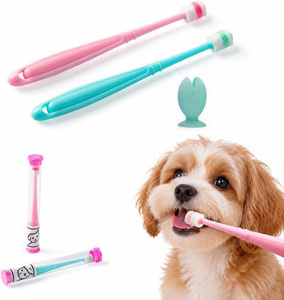 360 degree soft silicone dog toothbrush for small dogs dental care