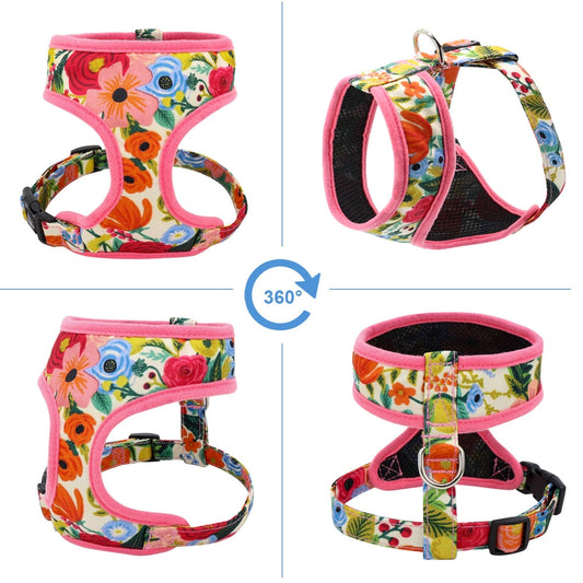 Cute Printed Flower Adjustable Backspin Harness