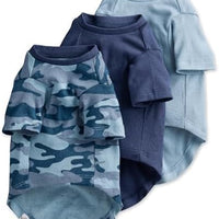 Organic Dog T-Shirts 3 Pack | Cotton Pet Clothes Navy Camo