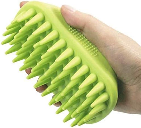 Silicone pet shampoo massage brush for dogs and cats featuring soft grooming bristles for bathing, deshedding, cleaning, and skin massage.