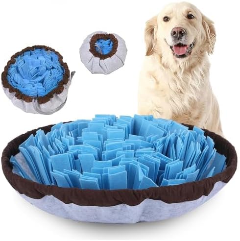 Folded Snuffle Mat used as a portable feeding bowl
