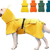 Waterproof Dog Raincoat with Hood – Reflective Adjustable Dog Rain Jacket for Medium & Large Dogs | Lightweight Pet Rain Coat