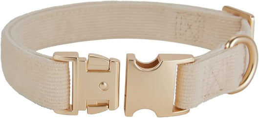 Corduroy Dog Collar Set | Soft Adjustable Leash & Metal Buckle