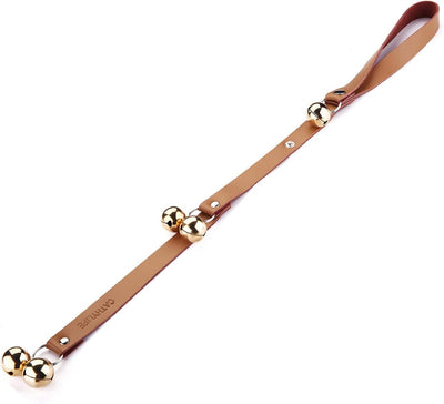 Leather puppy potty training doorbells with five adjustable brass bells