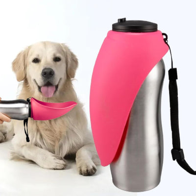 Dog Water Bottle with Collapsible Travel Bowl