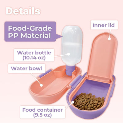 Dog Water Bottle with Food Container