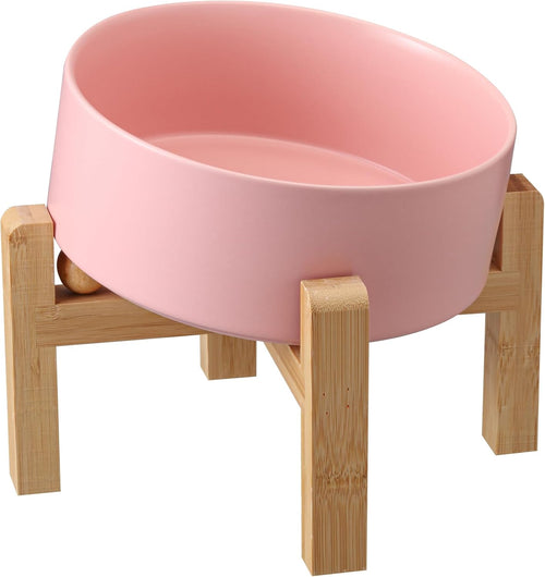 Pink Ceramic Dog Bowl I Non-Slip Stand