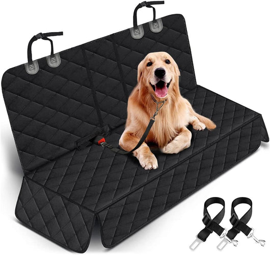 Waterproof dog car seat cover with seat belts and non slip backing for cars SUVs and trucks