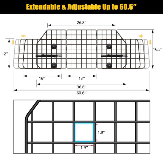 Adjustable Dog Car Safety Barrier Cargo Divider Mesh