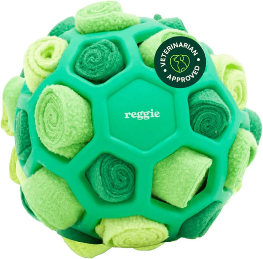 Green washable snuffle ball for bored and restless dogs
