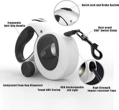 4-in-1 Retractable Dog Leash with LED Light