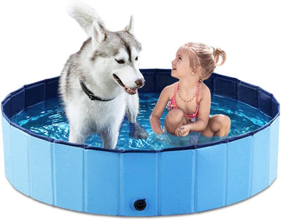 Foldable dog swimming pool for outdoor summer cooling and water play