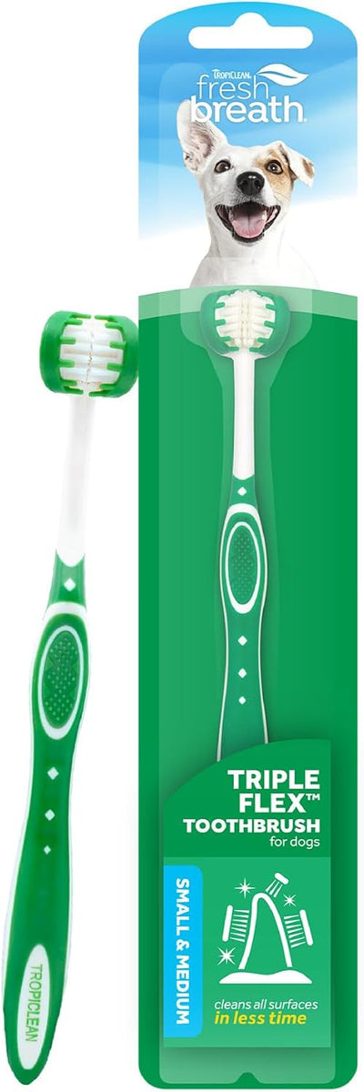 triple head dog toothbrush for small and medium dogs dental care