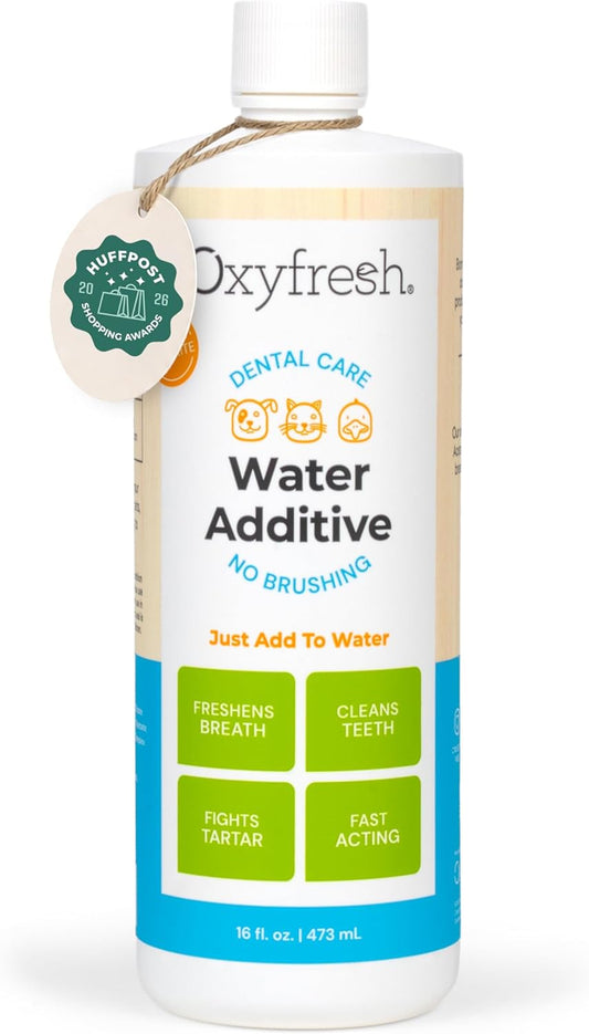 Dog dental water additive for fresh breath and daily oral care