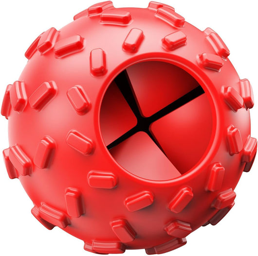 Interactive rubber dog treat dispensing puzzle ball for puppies and small dogs