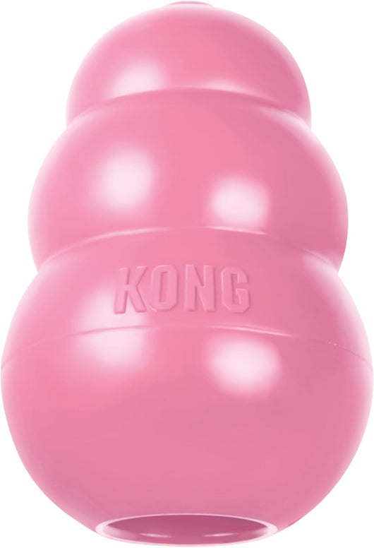 Pink natural rubber puppy teething chew toy for growing puppies