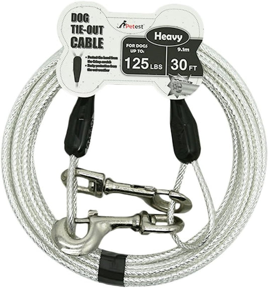 Happy Doggo reflective 30-foot heavy-duty dog tie-out cable with swivel clips