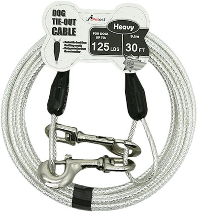 Happy Doggo reflective 30-foot heavy-duty dog tie-out cable with swivel clips