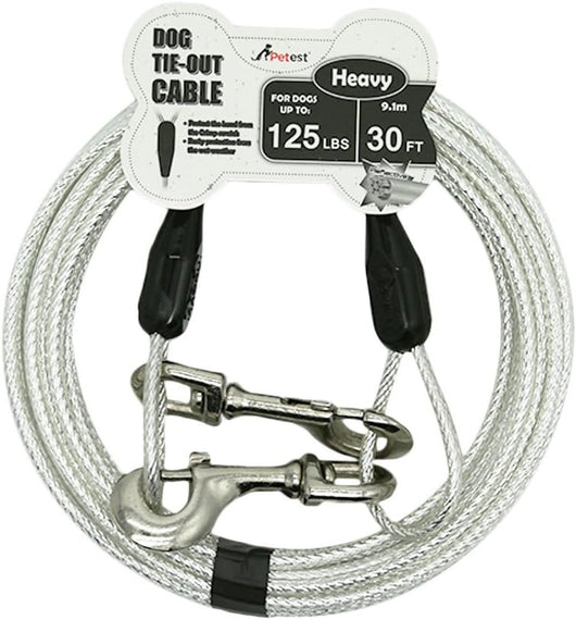 Happy Doggo reflective 30-foot heavy-duty dog tie-out cable with swivel clips