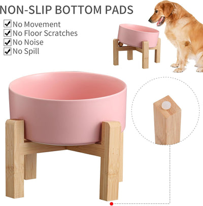 Pink Ceramic Dog Bowl I Non-Slip Stand