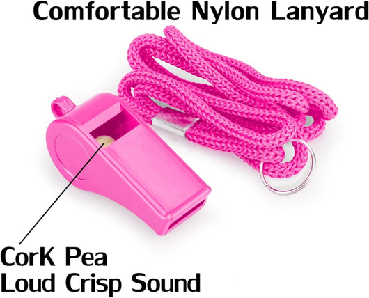 Loud Pink Dog Training Whistles With Lanyards