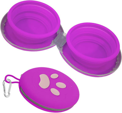 2-in-1 Collapsible Dog Travel Bowls with Carabiner
