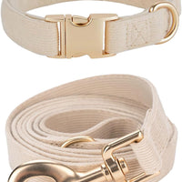 Corduroy Dog Collar Set | Soft Adjustable Leash & Metal Buckle