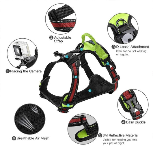 Adjustable Dog Action Camera Harness Mount Vest
