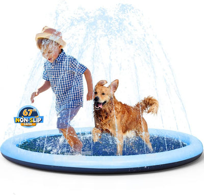 Non-slip dog splash pad sprinkler for outdoor summer water play