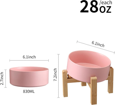 Pink Ceramic Dog Bowl I Non-Slip Stand