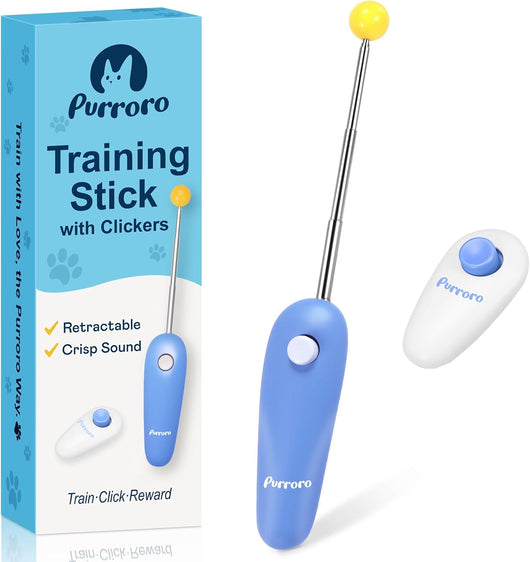 Happy Doggo pet training clicker kit with finger clicker and retractable target stick