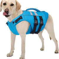 Dog Life Jacket High Flotation – Reflective Waterproof Dog Swim Vest with Rescue Handle for Small, Medium & Large Dogs