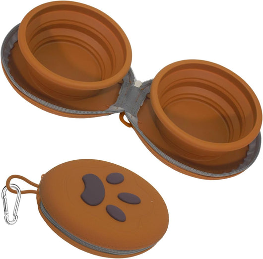 2-in-1 collapsible dog travel bowls with carabiner