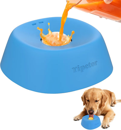 Interactive slow feeder lick bowl with rolling enrichment ball for dogs