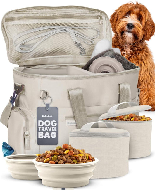 Large Dog Travel Bag With Feeding Bowls