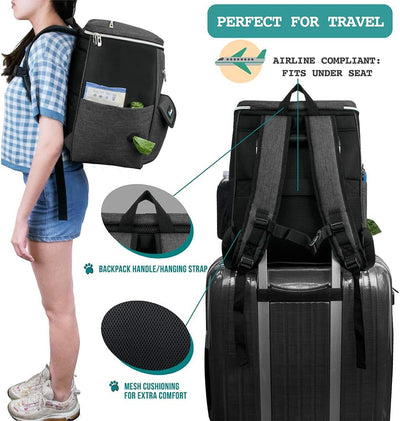 Dog Travel Backpack | Airline Approved Pet Travel Bag with Food Containers