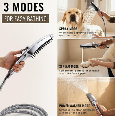 3 Mode Dog Shower Sprayer with Brush