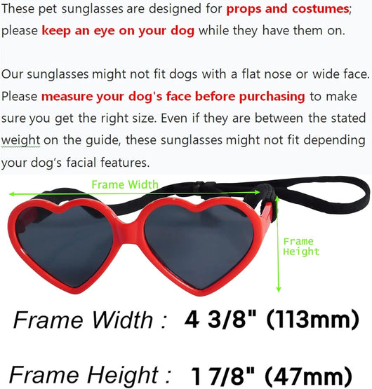 Medium Dog Heart Sunglasses Costume Photo Props