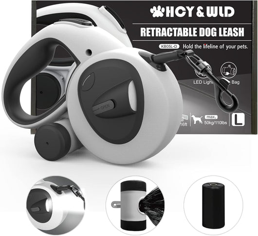 4-in-1 Retractable Dog Leash with LED Light
