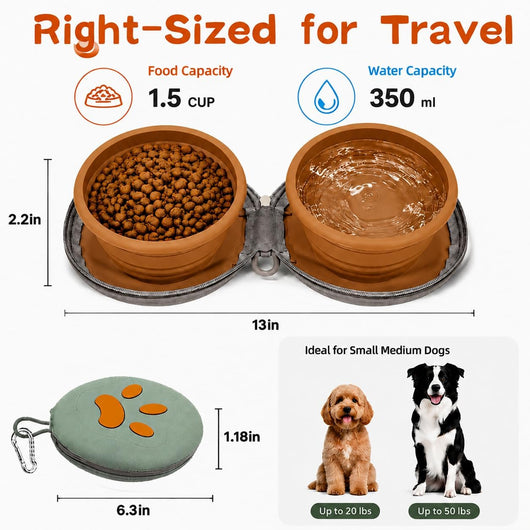 2-in-1 Collapsible Dog Travel Bowls with Carabiner